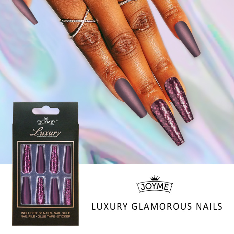 Fashionable Print Ballerina Long Coffinal Nail Tips