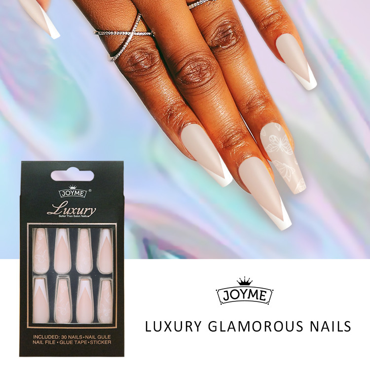 Fashionable Print Ballerina Long Coffinal Nail Tips