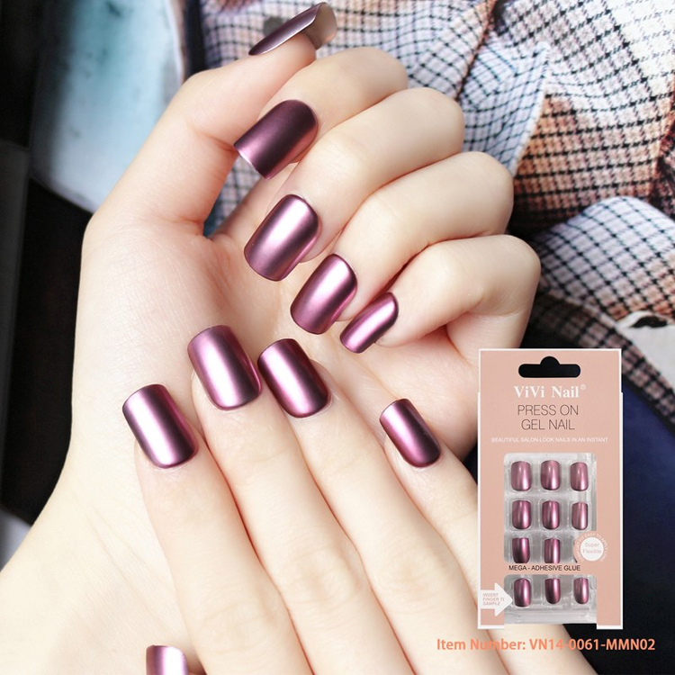 Artifical False Finger Nail Press On Salon False Nail Decorated Metallic False Nail Tips