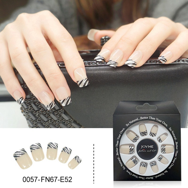 Zebra-Stripe Design Wholesale 24PCS False Nail Press On Nail Tips