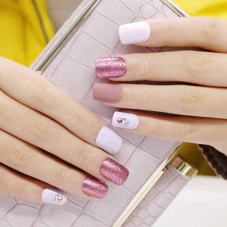 Glitter Printing 3D Crystal Stone Gel Nail