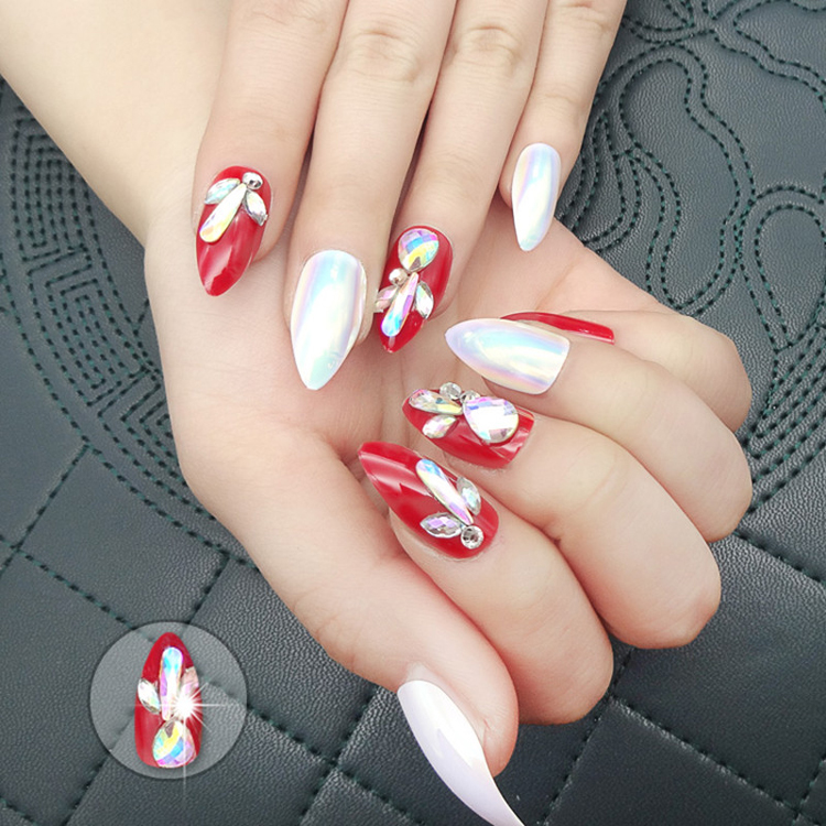 Jewelry False 3D Nail Tips For Wedding