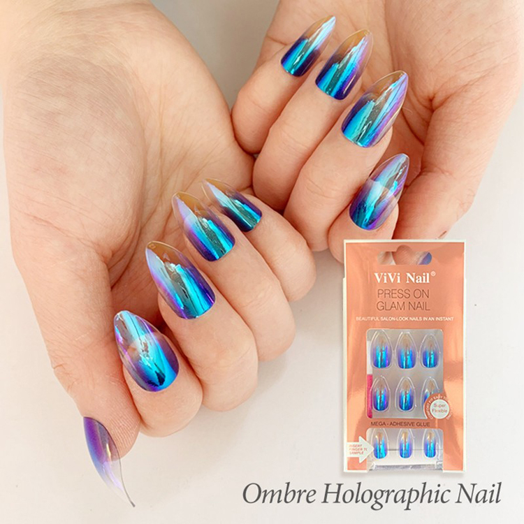 Newair Artificial Supplier Press On Stiletto Nails With Omber Holographic Nails