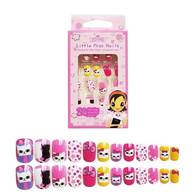 Artifical Nail Tips For Kid Plastic Square Cute Nail 24Pcs China