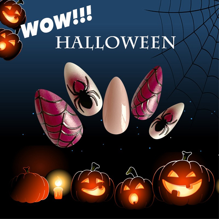 Newair 3D Effect Halloween Nail Stiletto Print Nail 24PCS