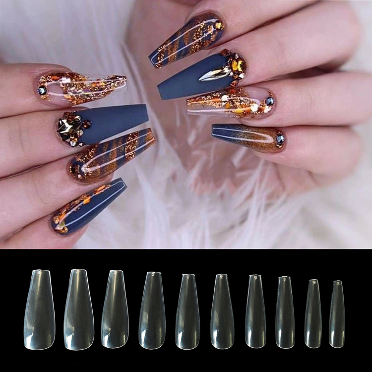 500Pcs Ballerina Nail Tips Clear Colour