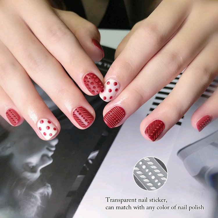 Nail Supplies Newst Pure White Dot 3D Nail Stickers