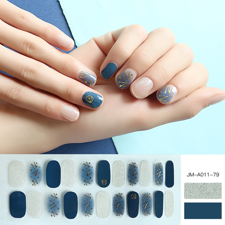 Metallic Star Design Glossy Nail Strips