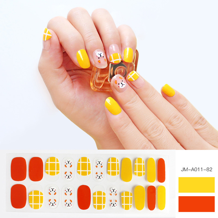 Cute Dog Yellow Plaid Nail Strips