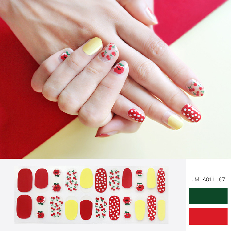 Red Cherry & Dot Gel Nail Strip