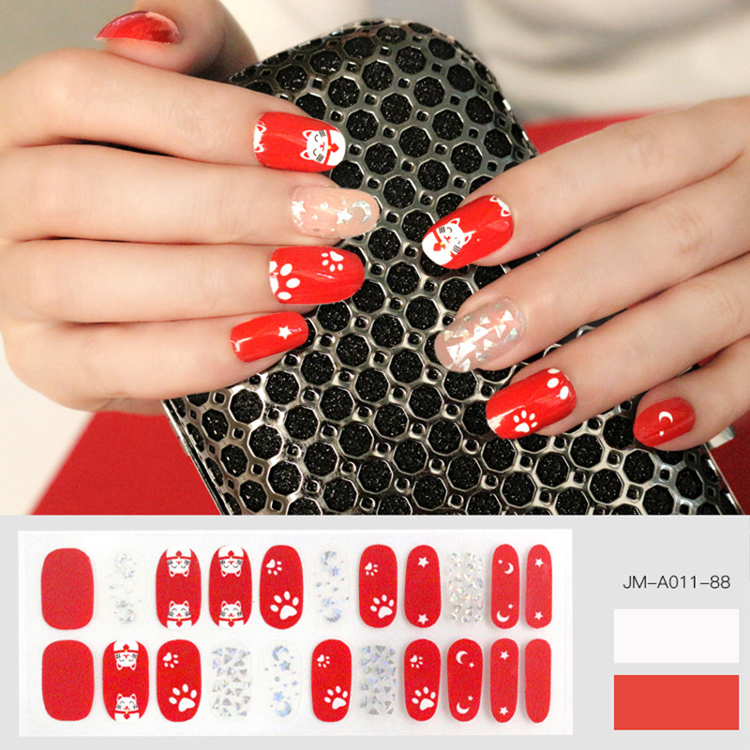 New Year Cat Design Gel Nail Patch